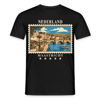 Niederlande Maastricht Vintage Reisemarke - Männer T-Shirt - Schwarz - Vorne - AI Model Male 178 light (178cm)