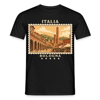 Italien Bologna Vintage Reisemarke - Männer T-Shirt - Schwarz - Vorne - AI Model Male 178 light (178cm)
