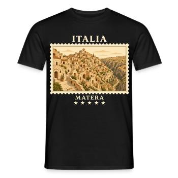 Italien Matera Vintage Reisemarke - Männer T-Shirt - Schwarz - Vorne - AI Model Male 178 light (178cm)