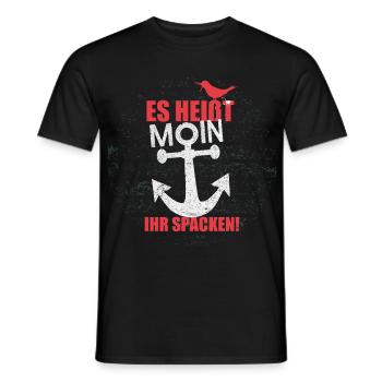 es_heisst_moin-_spacken - Männer T-Shirt - Schwarz - Vorne - AI Model Male 178 light (178cm)