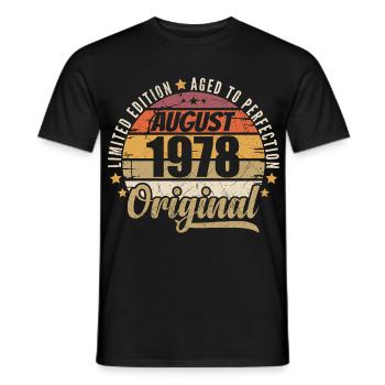 August 1978 Retro Vintage Geburtstag August 1978 - Männer T-Shirt - Schwarz - Vorne - AI Model Male 178 light (178cm)