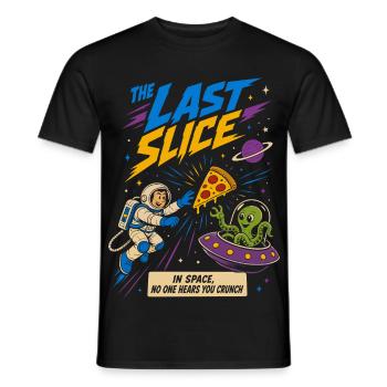Das letzte Stück Pizza im Weltraum - Männer T-Shirt - Schwarz - Vorne - AI Model Male 178 light (178cm)