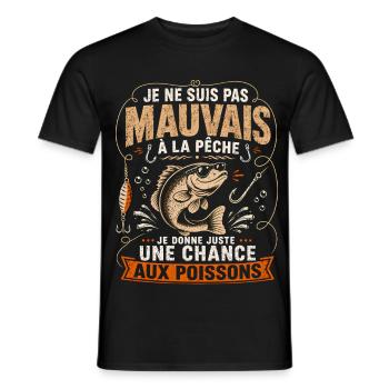 Pêche Humour Poisson Malicieux Cadeau Pêcheur - T-shirt homme - noir - Devant - AI Model Male 178 light (178cm)