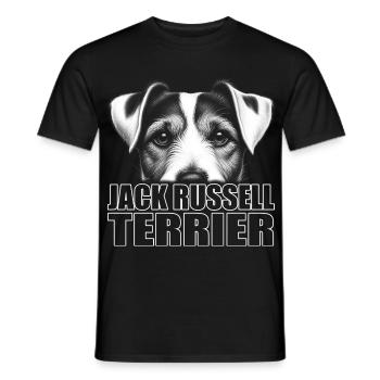 Jack Russell Terrier Portrait with Lettering - Men's T-Shirt - black - Front - AI Model Male 178 light (178cm)