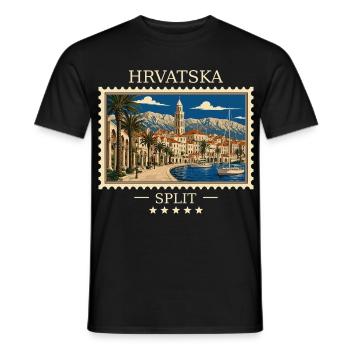Kroatien Split Vintage Reisemarke - Männer T-Shirt - Schwarz - Vorne - AI Model Male 178 light (178cm)
