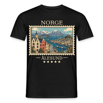 Norwegen Ålesund Vintage Reisemarke - Männer T-Shirt - Schwarz - Vorne - AI Model Male 178 light (178cm)