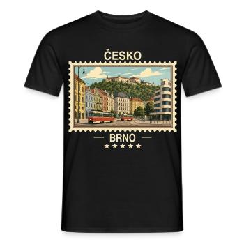 Tschechien Brno Vintage Reisemarke - Männer T-Shirt - Schwarz - Vorne - AI Model Male 178 light (178cm)