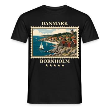 Dänemark Bornholm Vintage Reisemarke - Männer T-Shirt - Schwarz - Vorne - AI Model Male 178 light (178cm)
