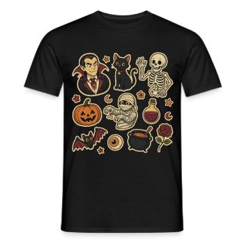 Spooky Halloween Sticker Set - Men's T-Shirt - black - Front - AI Model Male 178 light (178cm)