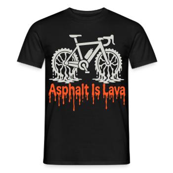 L’asphalte, c’est un vélo de lave - T-shirt homme - noir - Devant - AI Model Male 178 light (178cm)