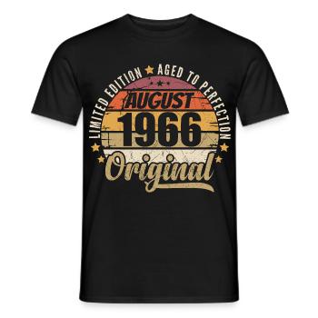August 1966 Retro Vintage Birthday August 1966 - Men's T-Shirt - black - Front - AI Model Male 178 light (178cm)