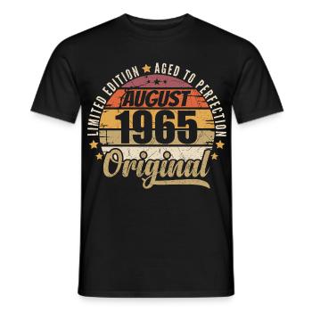 August 1965 Retro Vintage Birthday August 1965 - Men's T-Shirt - black - Front - AI Model Male 178 light (178cm)
