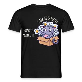 Auf Kapazität – Sensorische Überlastung Katze - Männer T-Shirt - Schwarz - Vorne - AI Model Male 178 light (178cm)