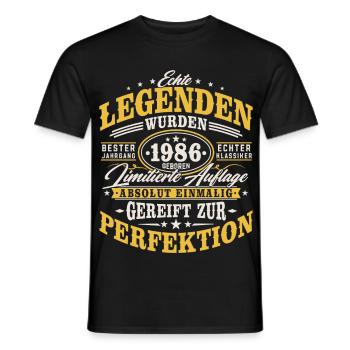 1986 Jahrgang geboren Geburtstag Vintage Geschenk - Männer T-Shirt - Schwarz - Vorne - AI Model Male 178 light (178cm)