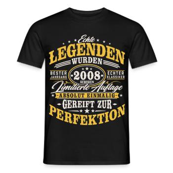 2008 Jahrgang Vintage Geburtstag Geschenk Retro - Männer T-Shirt - Schwarz - Vorne - AI Model Male 178 light (178cm)