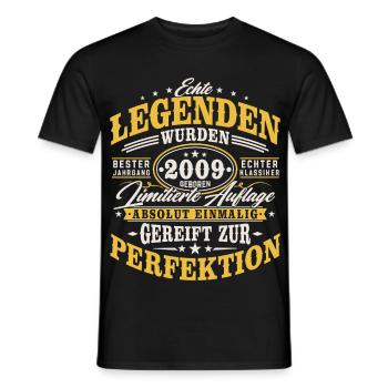 2009 Jahrgang Vintage Geburtstag Geschenk Retro - Männer T-Shirt - Schwarz - Vorne - AI Model Male 178 light (178cm)