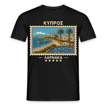 Zypern Larnaka Vintage Reisemarke - Männer T-Shirt - Schwarz - Vorne - AI Model Male 178 light (178cm)