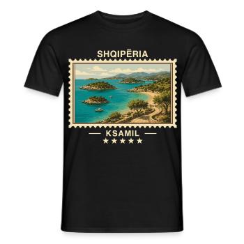 Albanien Ksamil Vintage Reisemarke - Männer T-Shirt - Schwarz - Vorne - AI Model Male 178 light (178cm)