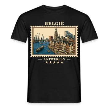 Belgien Antwerpen Vintage Reisemarke - Männer T-Shirt - Schwarz - Vorne - AI Model Male 178 light (178cm)