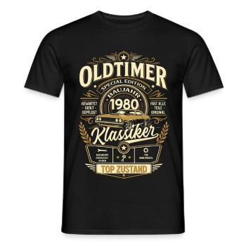 46. Geburtstag Geschenk Mann Vintage Oldtimer 1980 - Männer T-Shirt - Schwarz - Vorne - AI Model Male 178 light (178cm)