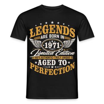 1971 Vintage Born Birthday Vintage Gift - Men's T-Shirt - black - Front - AI Model Male 178 light (178cm)
