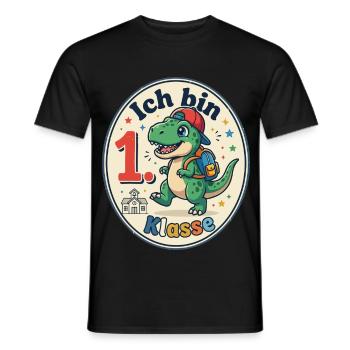 Dino 1. Klasse Schulfreude - Männer T-Shirt - Schwarz - Vorne - AI Model Male 178 light (178cm)