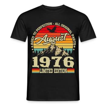 August 1976 Vintage Retro Birthday Gift - Men's T-Shirt - black - Front - AI Model Male 178 light (178cm)