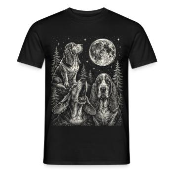 Funny Basset Hound Dog Breed Moon - Men's T-Shirt - black - Front - AI Model Male 178 light (178cm)