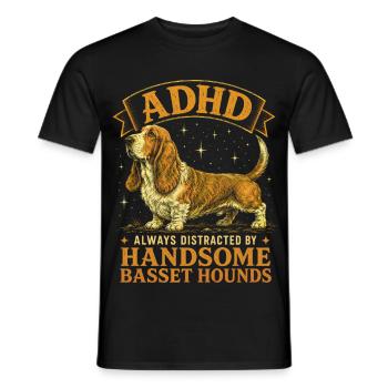 Funny Basset Hound Dog Breed ADHD - Men's T-Shirt - black - Front - AI Model Male 178 light (178cm)