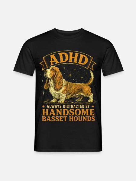 Lustige Basset-Hunderasse ADHS - Männer T-Shirt - Schwarz