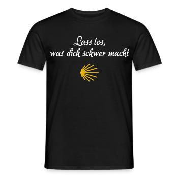 Lass los was dich schwer macht | Jakobsweg Pilger - Männer T-Shirt - Schwarz - Vorne - AI Model Male 178 light (178cm)