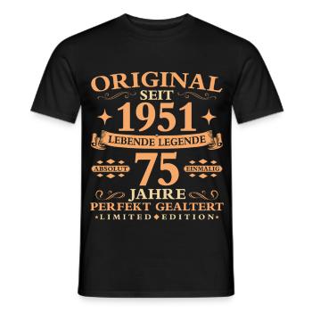 Geburtstag 75 Jahre Baujahr 1951 - Männer T-Shirt - Schwarz - Vorne - AI Model Male 178 light (178cm)