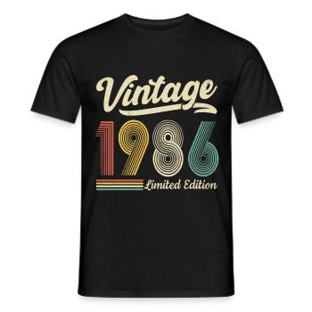 Vintage 1986 Limited edition 40th Birthday - Men's T-Shirt - black - Front - AI Model Male 178 light (178cm)