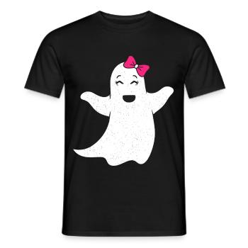 Ghost girl with pink bow - Men's T-Shirt - black - Front - AI Model Male 178 light (178cm)
