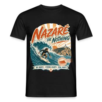 Nazaré Surfen - Männer T-Shirt - Schwarz - Vorne - AI Model Male 178 light (178cm)