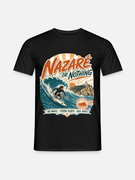 Nazaré Surfen - Männer T-Shirt - Schwarz