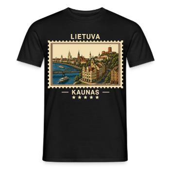 Litauen Kaunas Vintage Reisemarke - Männer T-Shirt - Schwarz - Vorne - AI Model Male 178 light (178cm)