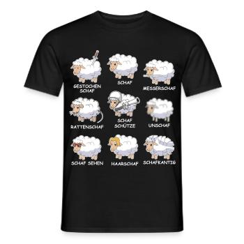 Unschaf & Co. – Lustige Schaf Wortspiele - Männer T-Shirt - Schwarz - Vorne - AI Model Male 178 light (178cm)