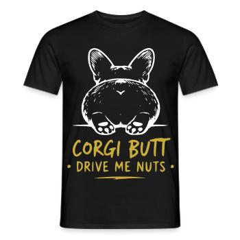 Corgi Butt Drive Me Nuts - Men's T-Shirt - black - Front - AI Model Male 178 light (178cm)