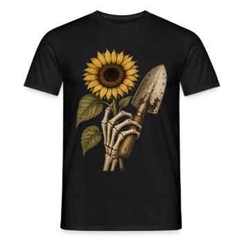 Sunflower Skeleton Hoodie Vintage Halloween - Men's T-Shirt - black - Front - AI Model Male 178 light (178cm)