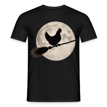 Chicken Witch's Broom Full Moon T-Shirt Halloween - Men's T-Shirt - black - Front - AI Model Male 178 light (178cm)