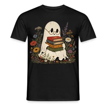 Adorables livres de fantômes T-shirt fleurs sauvages - T-shirt homme - noir - Devant - AI Model Male 178 light (178cm)