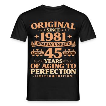 Original since 1981 Vintage 45th Birthday - Men's T-Shirt - black - Front - AI Model Male 178 light (178cm)