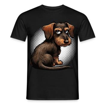teckel teckel à poils durs propriétaire de teckel teckel - T-shirt homme - noir - Devant - AI Model Male 178 light (178cm)