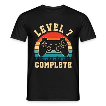 level 7 complete – Child 7 years old - Men's T-Shirt - black - Front - AI Model Male 178 light (178cm)