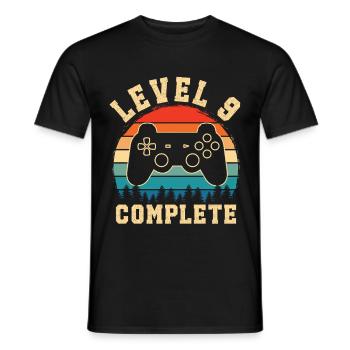 Level 9 complete – Child 9 years old - Men's T-Shirt - black - Front - AI Model Male 178 light (178cm)