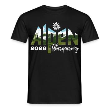 Alpen Überquerung 2026 - Wandern - Männer T-Shirt - Schwarz - Vorne - AI Model Male 178 light (178cm)