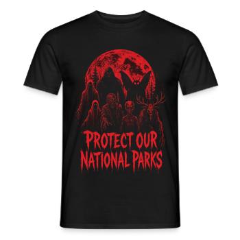Les cryptides protègent nos parcs nationaux - T-shirt homme - noir - Devant - AI Model Male 178 light (178cm)