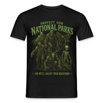 Les cryptides protègent nos parcs nationaux - T-shirt homme - noir - Devant - AI Model Male 178 light (178cm)