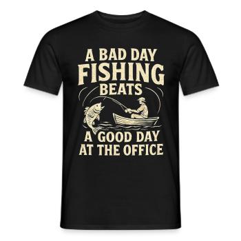 Bad Day Fishing Beats a Good Day at the Office - Men's T-Shirt - black - Front - AI Model Male 178 light (178cm)